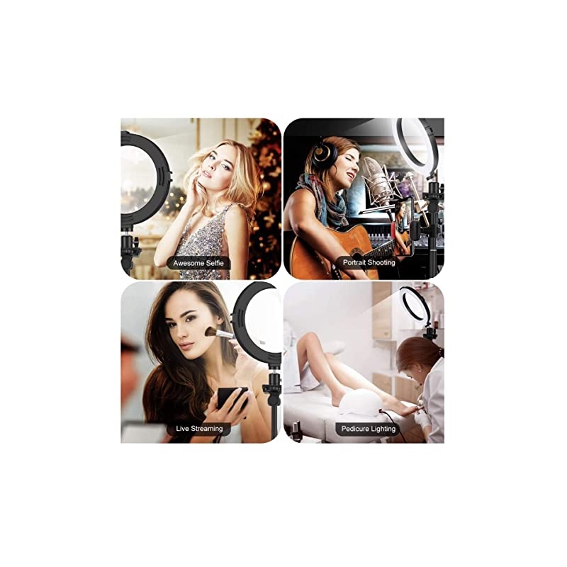 Ring Light with Tripod Stand Dimmable Selfie Ring Light LED Camera Ringlight with Tripod and Phone Holder for Live StreamMakeupYouTube Video Compatible for iPhone Android RemoteUpgraded