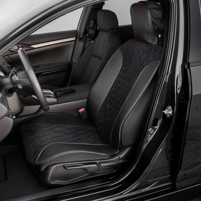 LUNNA 1pc Jet Black Seat Vest Embellished with Swarovski Crystals