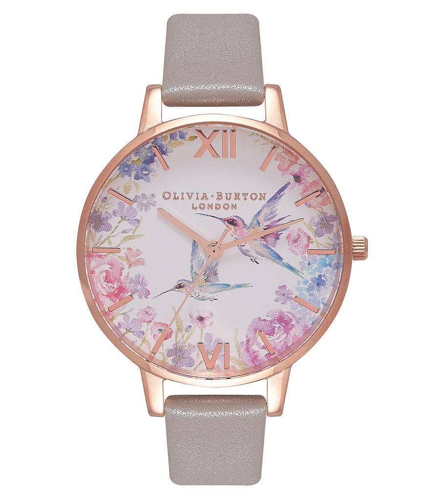 Olivia Burton Demi Hummingbirds Grey & Rose Gold Watch