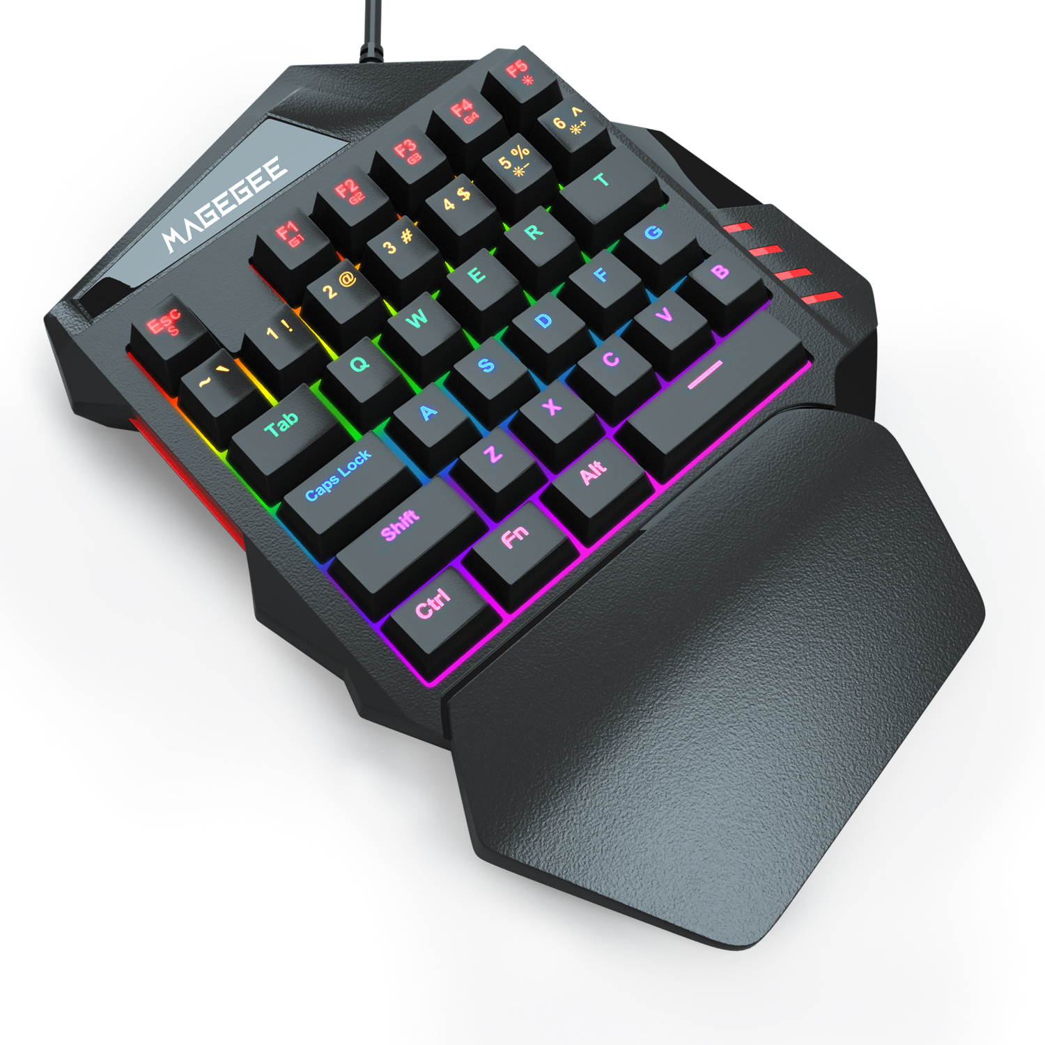 One-Handed Mechanical Gaming Keyboard, MageGee MK-AXE 35 Keys Rainbow Backlit Wired Keyboard, Blue Switches, Support Wrist Rest, Portable Mini Gaming Keypad with Programmable Keys Macro Recording