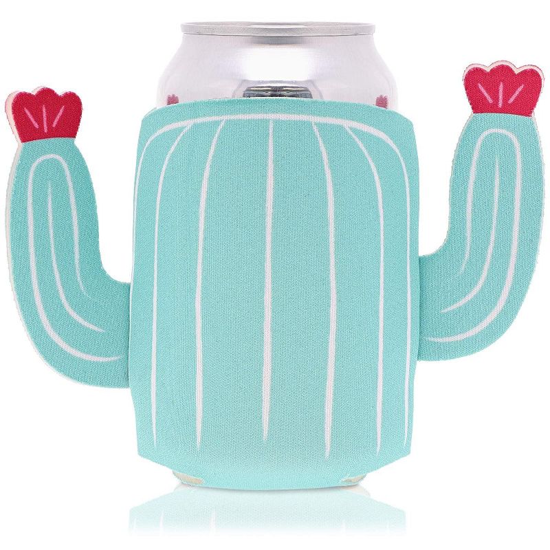 Blue Panda 6 Pack Cactus Beer Can Cooler Koozies for Tropical Party (2.5 x 4.25 in)