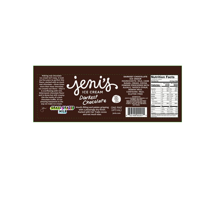 Jeni's Darkest Chocolate Ice Cream - 16oz