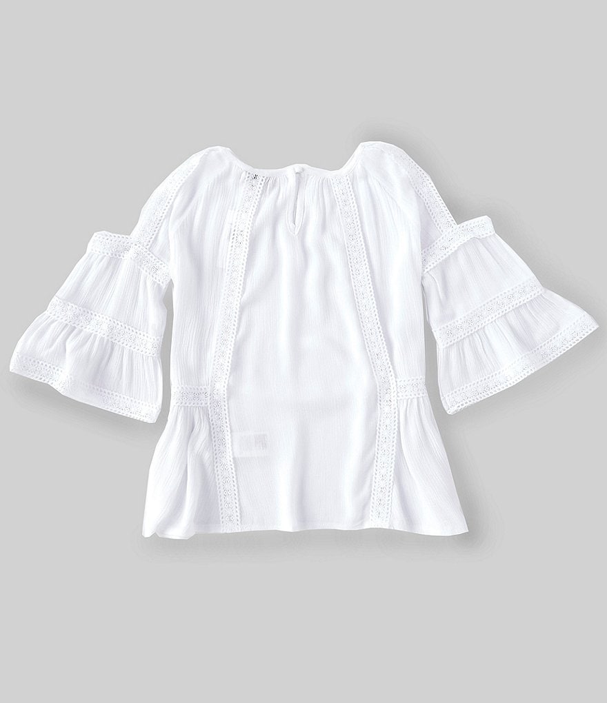 Mini Molly Big Girls 8-14 Cold-Shoulder Lace-Trim Flowy Top