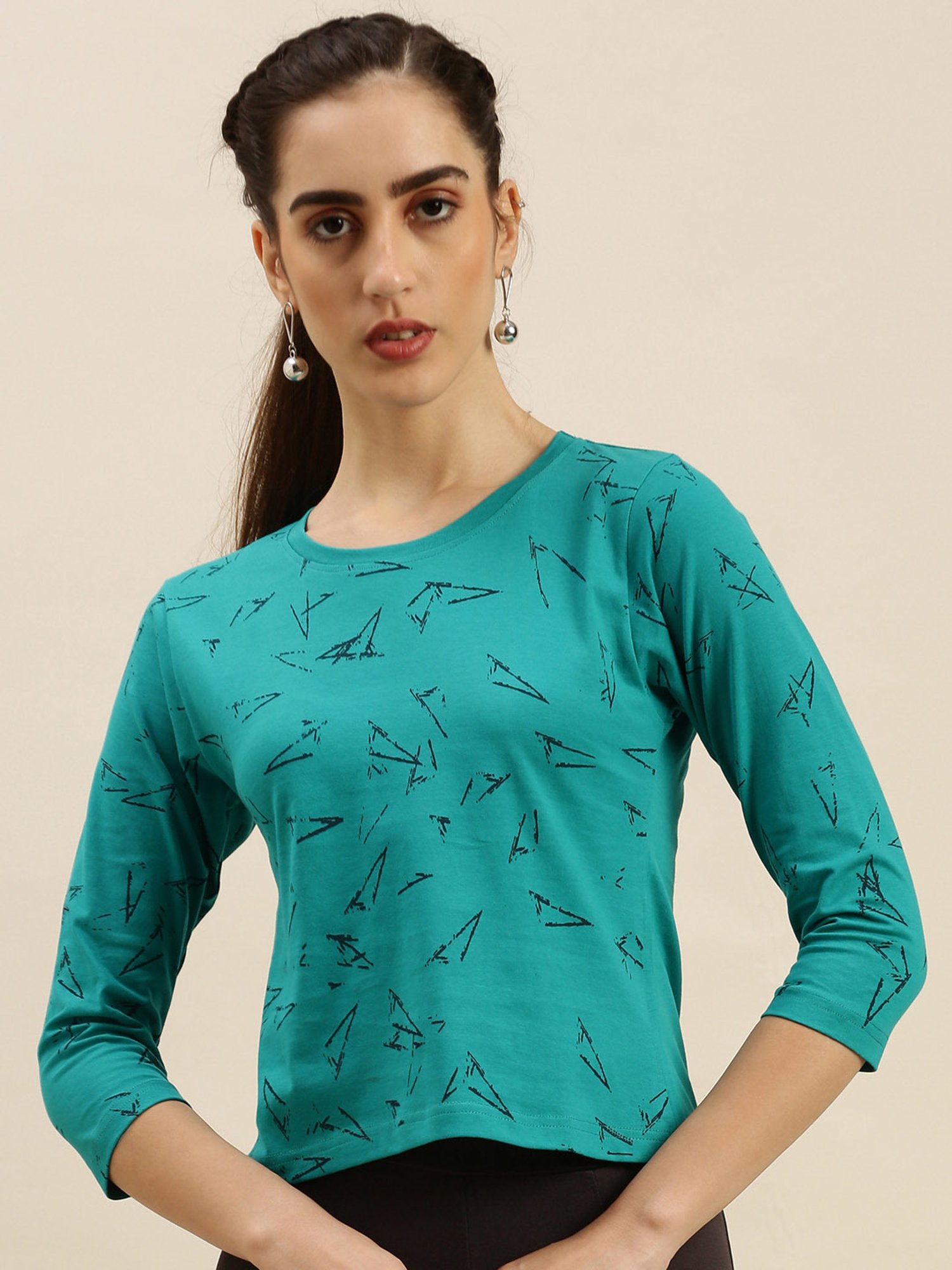 Kryptic Teal Green Printed Cotton T-Shirt