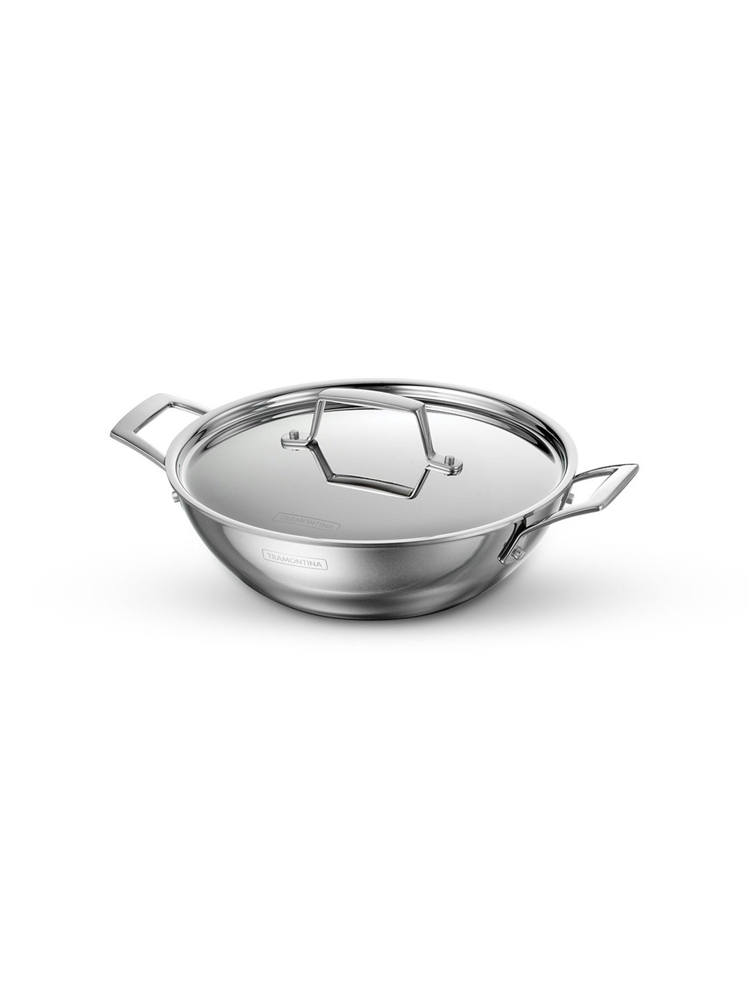 Tramontina Aeion Triply Non-Toxic Stainless Steel Kadai with lid 24cm/2.6L NSF Certified