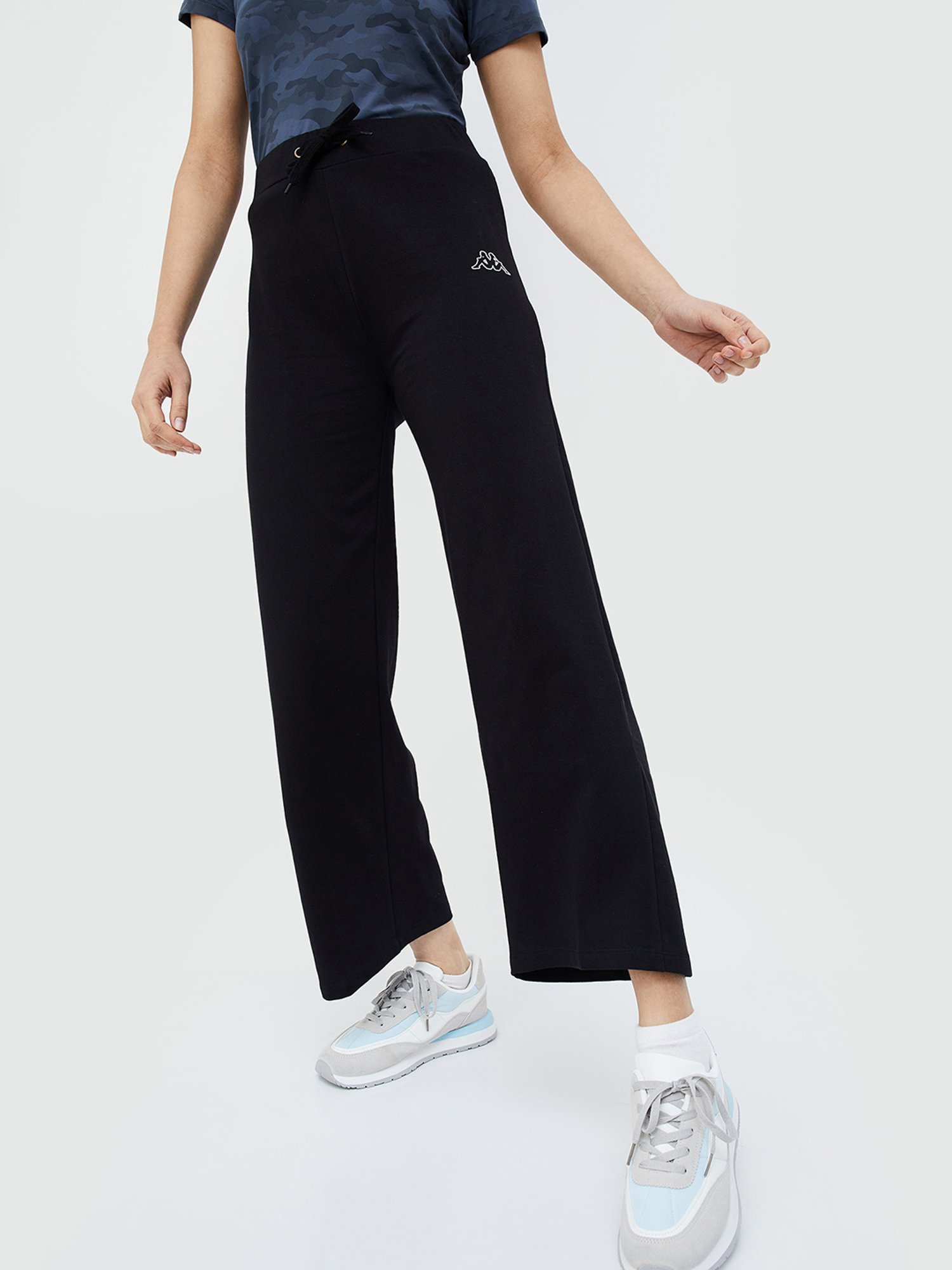 KAPPA Black Cotton Relaxed Fit Mid Rise Trousers