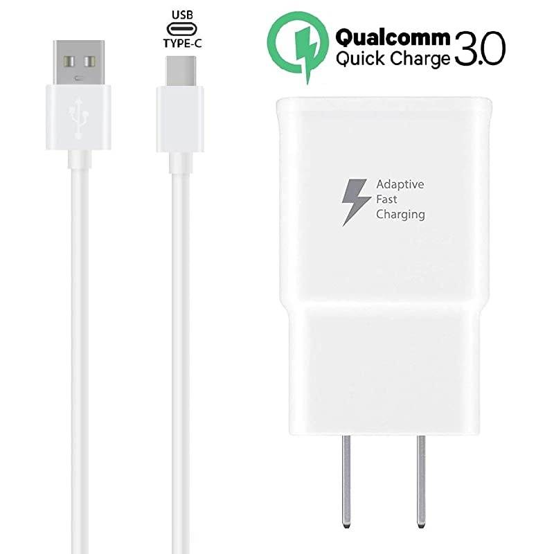 Fast Charging Wall Charger with USB Type C Cable Compatible Samsung Galaxy S9 S9 Plus S8 S8 Plus S10 S10 Plus Note 8 Note 9 Note 10 and Other Smartphones, Fast Charger Kit for Samsung Galaxy