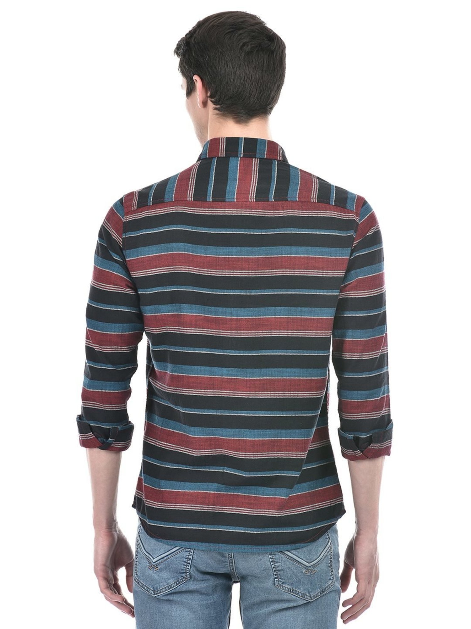 Numero Uno Multicolored Cotton Slim Fit Striped Shirt
