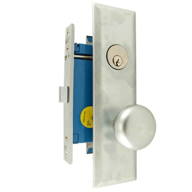 Maxtech (Marks 114DW/26D Like) Satin Chrome Right Hand Heavy Duty Mortise Lock Knob Vestibule Function Always Locked Storeroom Latch Only Lockset, Screwless Knobs Thru Bolted Lock Set