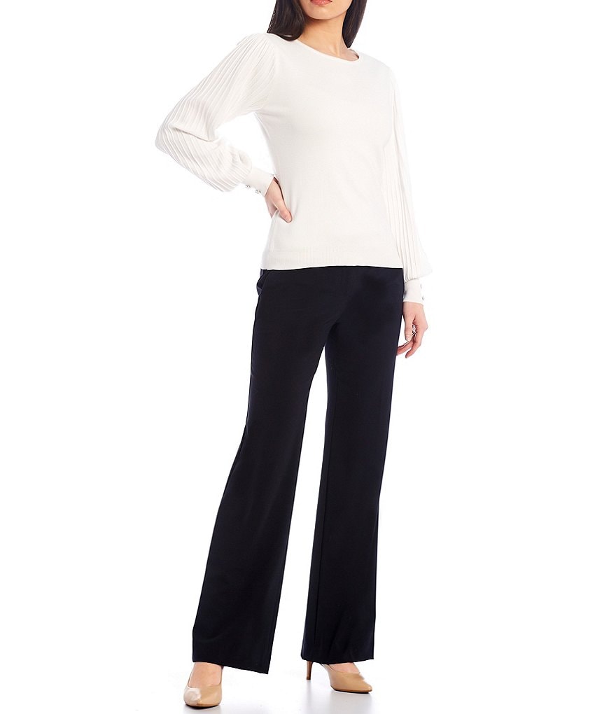 Alex Marie Rosa 3/4 Sleeve Button Front Round Neck Cardigan