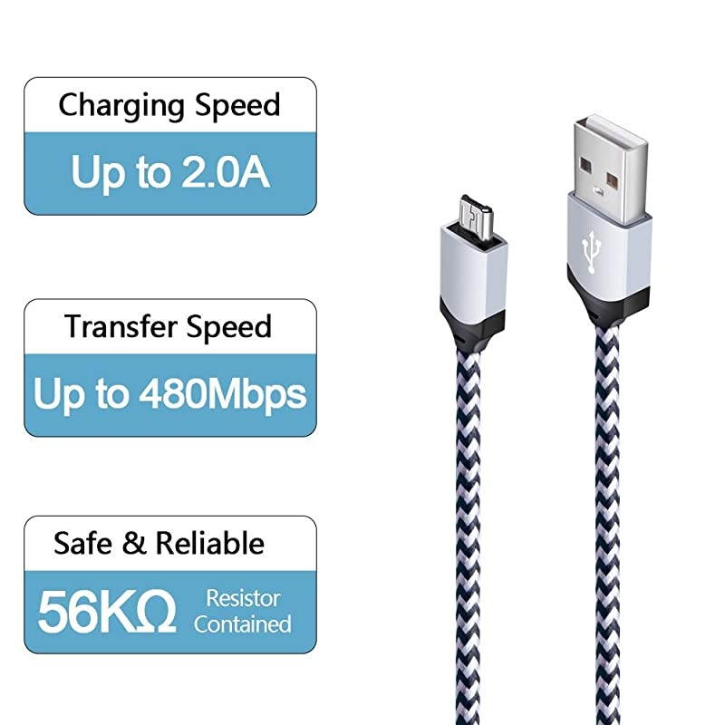 USB Wall Charger, USB Plug, Android Phone Charger, Charger Block 2.1A Dual Port Charging Cube Power Adapter with 6ft Micro USB Charger for Galaxy J7 J5 J3, Samsung S7/S6 Edge, LG stylo 2/3