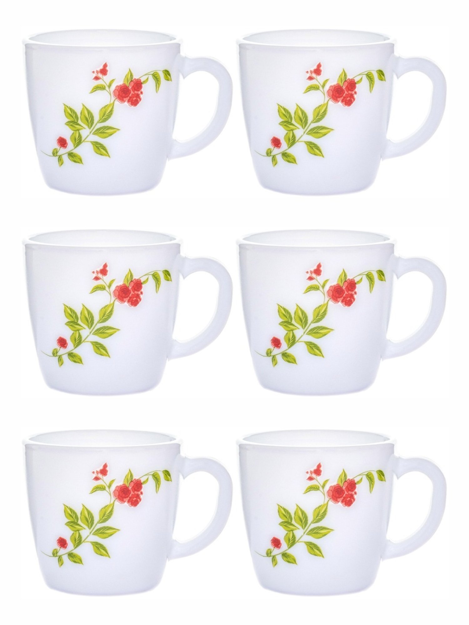 Cello White Opalware Tea & Coffee Mug - Set of 6