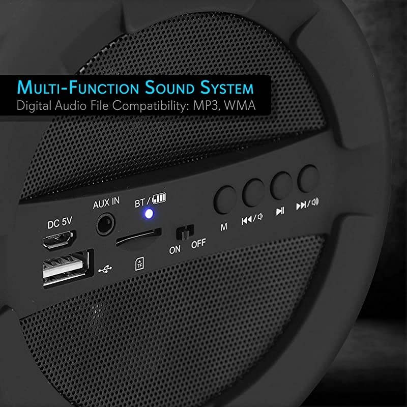 Outdoor Portable Wireless Bluetooth Boombox and Radio Stereo System with Rechargeable Battery 2 Speaker Drivers 4 Subwoofer 35mm Aux MP3 USB Micro SD Slot FM Radio SLBSP11