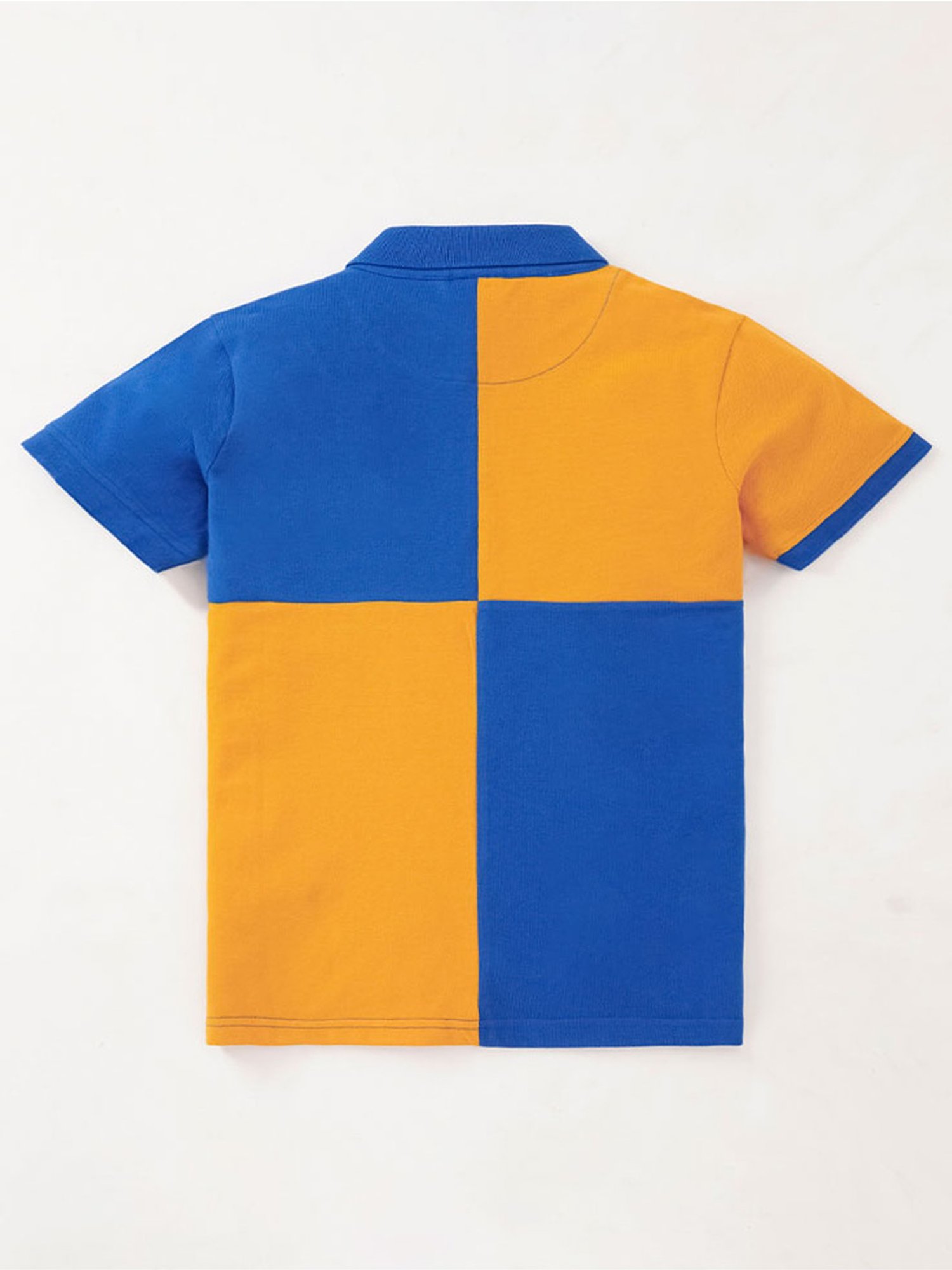 Edheads Kids Blue & Yellow Cotton Color Block Polo T-Shirt