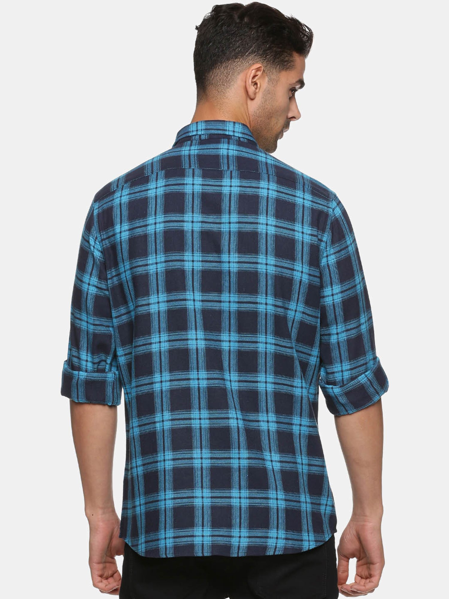 Don Vino Navy Slim Fit Check Shirt