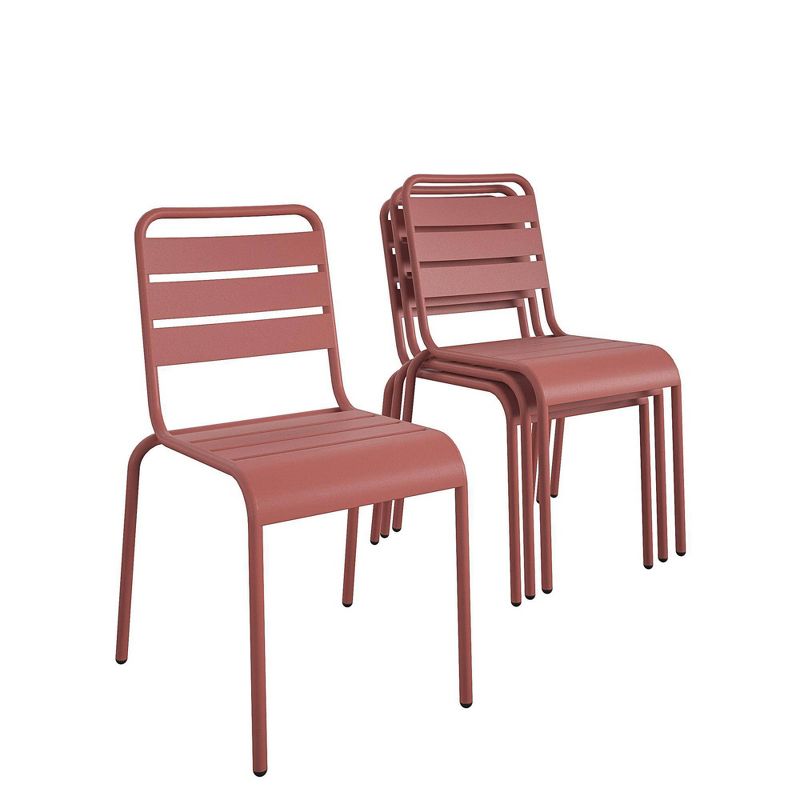 June 4pk Outdoor Stacking Chairs - Persimmon - Novogratz