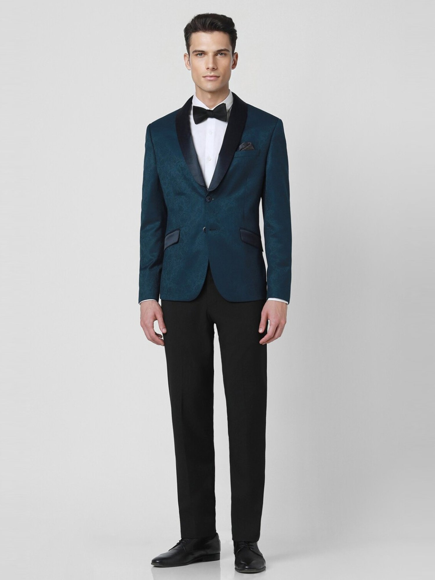 Van Heusen Blue Cotton Skinny Fit Printed Blazer