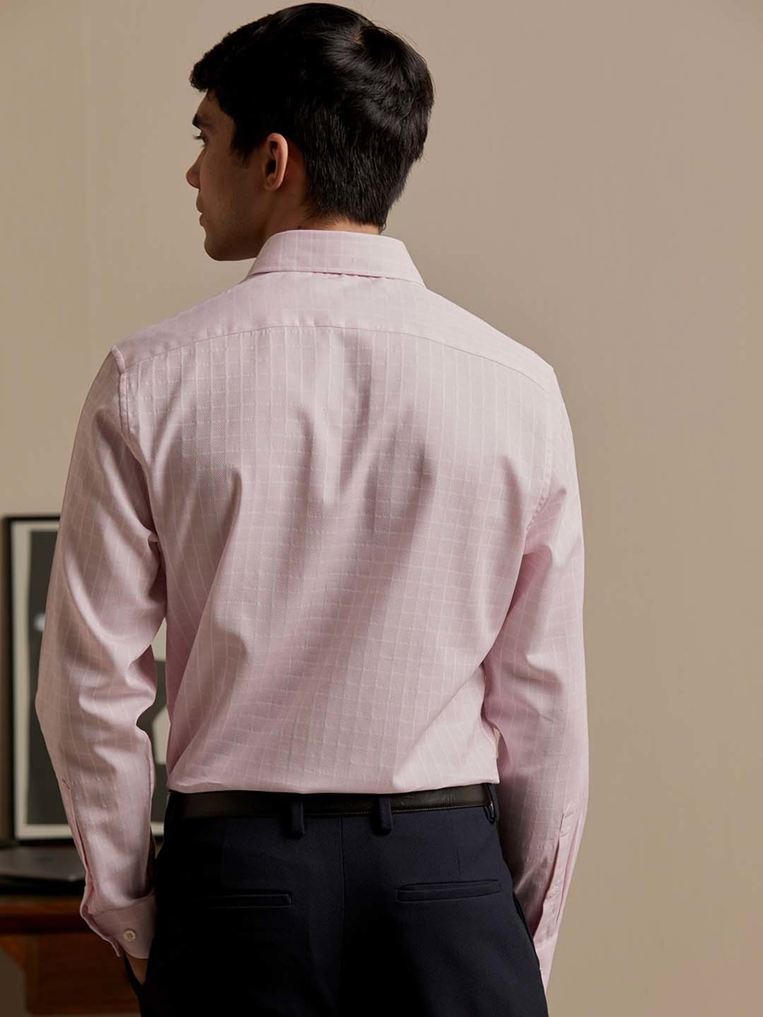 Sojanya Blue Cotton Regular Fit Self Pattern Shirt