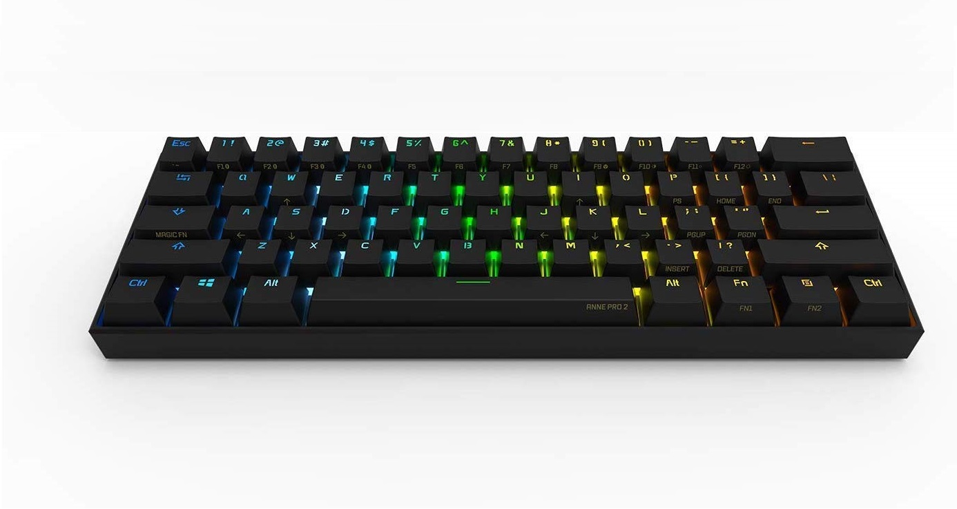 Anne Pro 2 60% Mechanical Keyboard Wired/Wireless Dual Mode Full RGB Double Shot PBT - Brown Switch