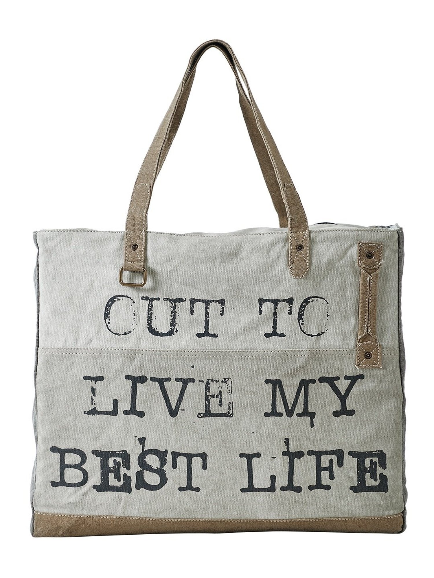 Mona B Grey Textured Large Tote Bag