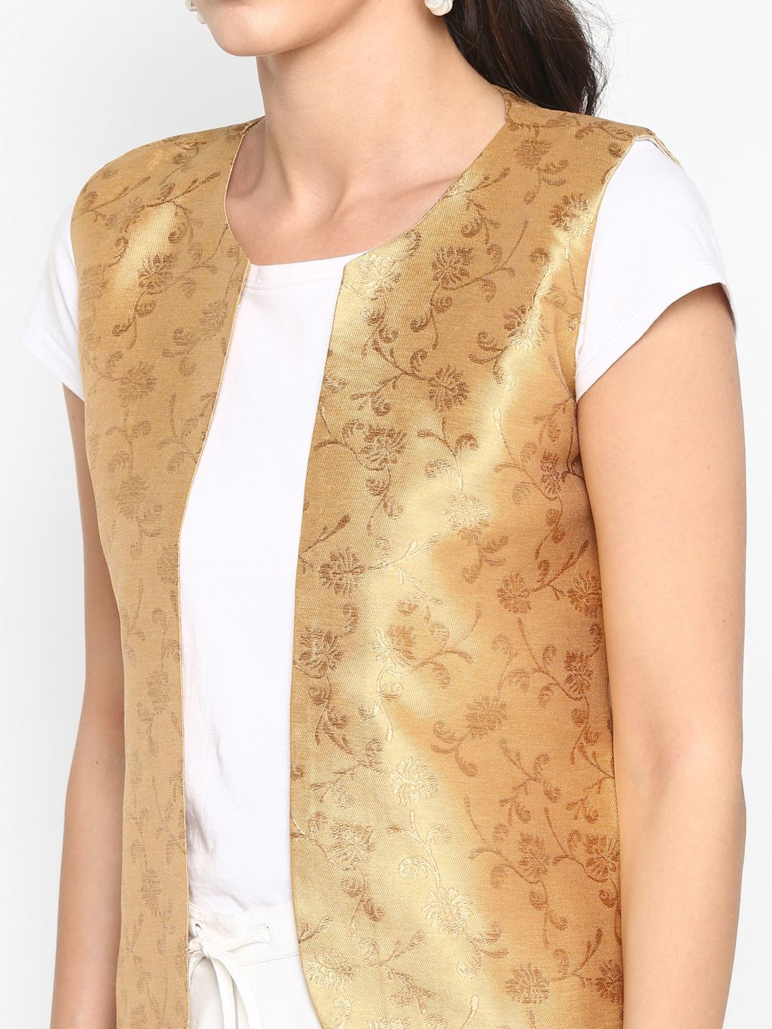Hangup Golden Jacquard Pattern Shrug