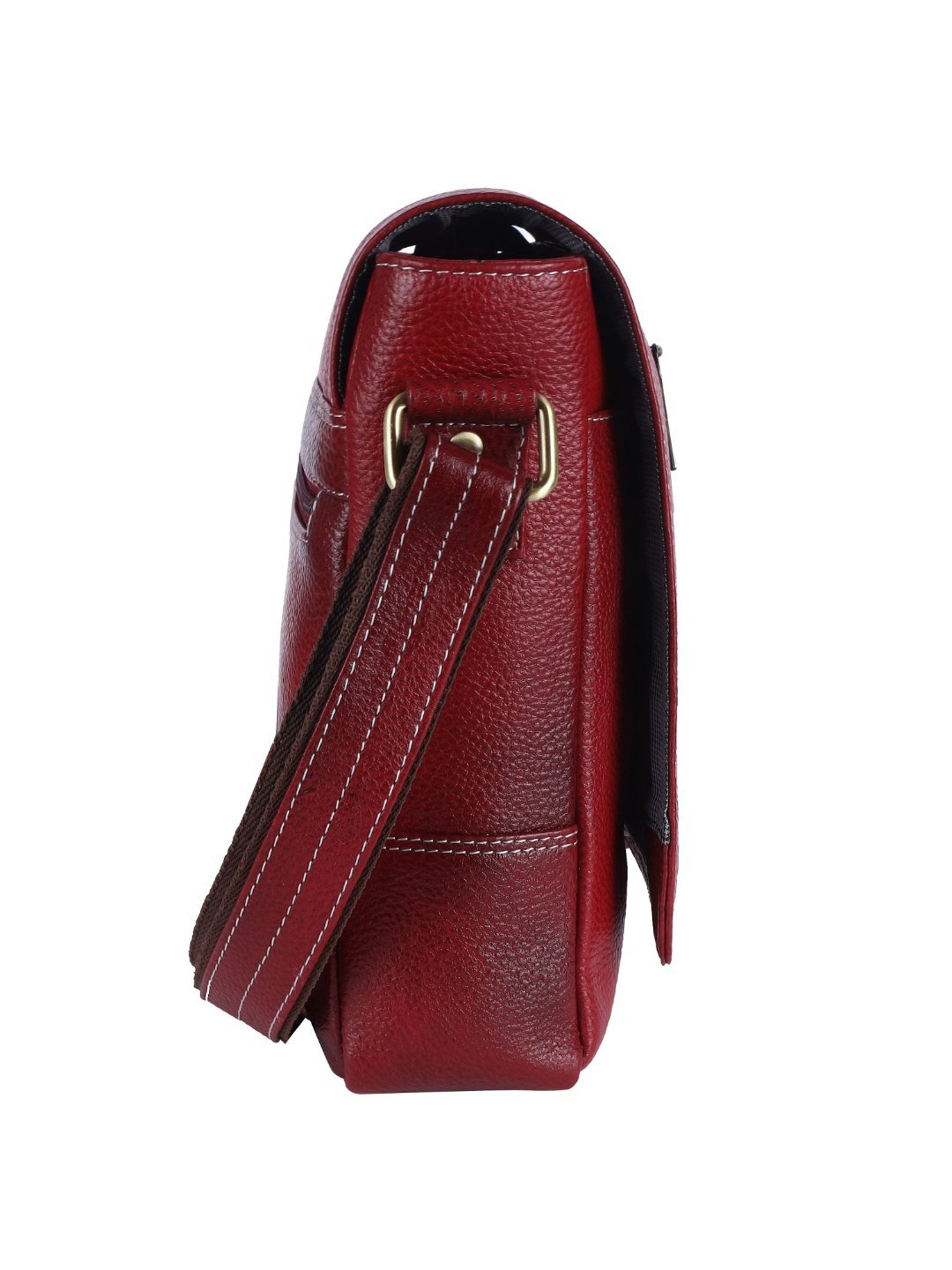 HiLEDER Pure Genuine Leather Messenger Shoulder Sling Cross Body Office Bag for Men and Women,Maroon