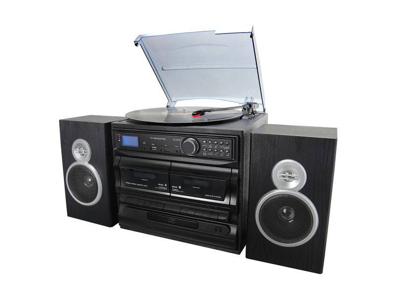 Trexonic TRX-811BS 3-Speed Turntable With CD Player, Dual Cassette Player