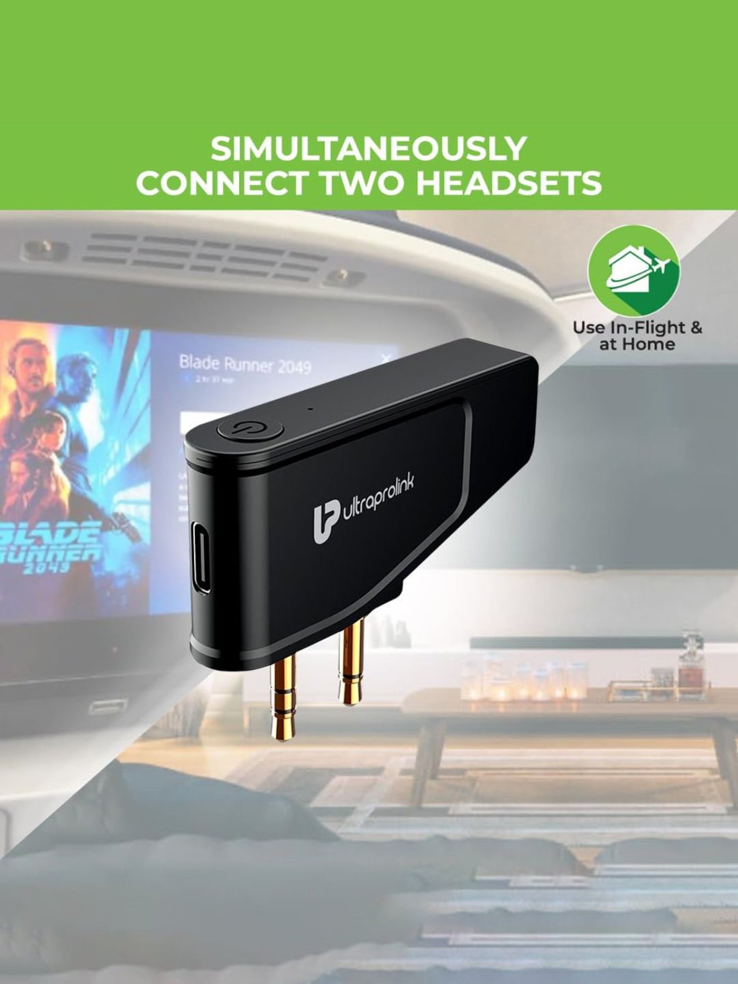 UltraProlink Air-Tunes Duo UM1161 Adapter for up to 2 AirPods & Headphones (Black)