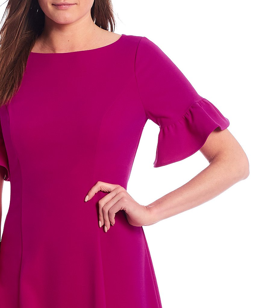 Jessica Howard Ruffle Sleeve Scuba Crepe A-Line Midi Dress