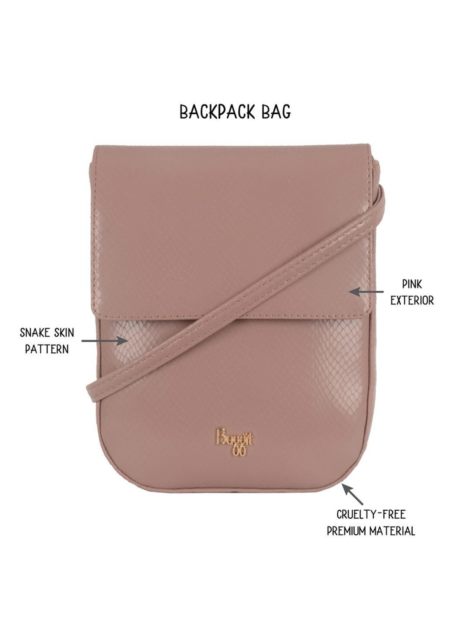 Baggit Pink Textured Small Backpack