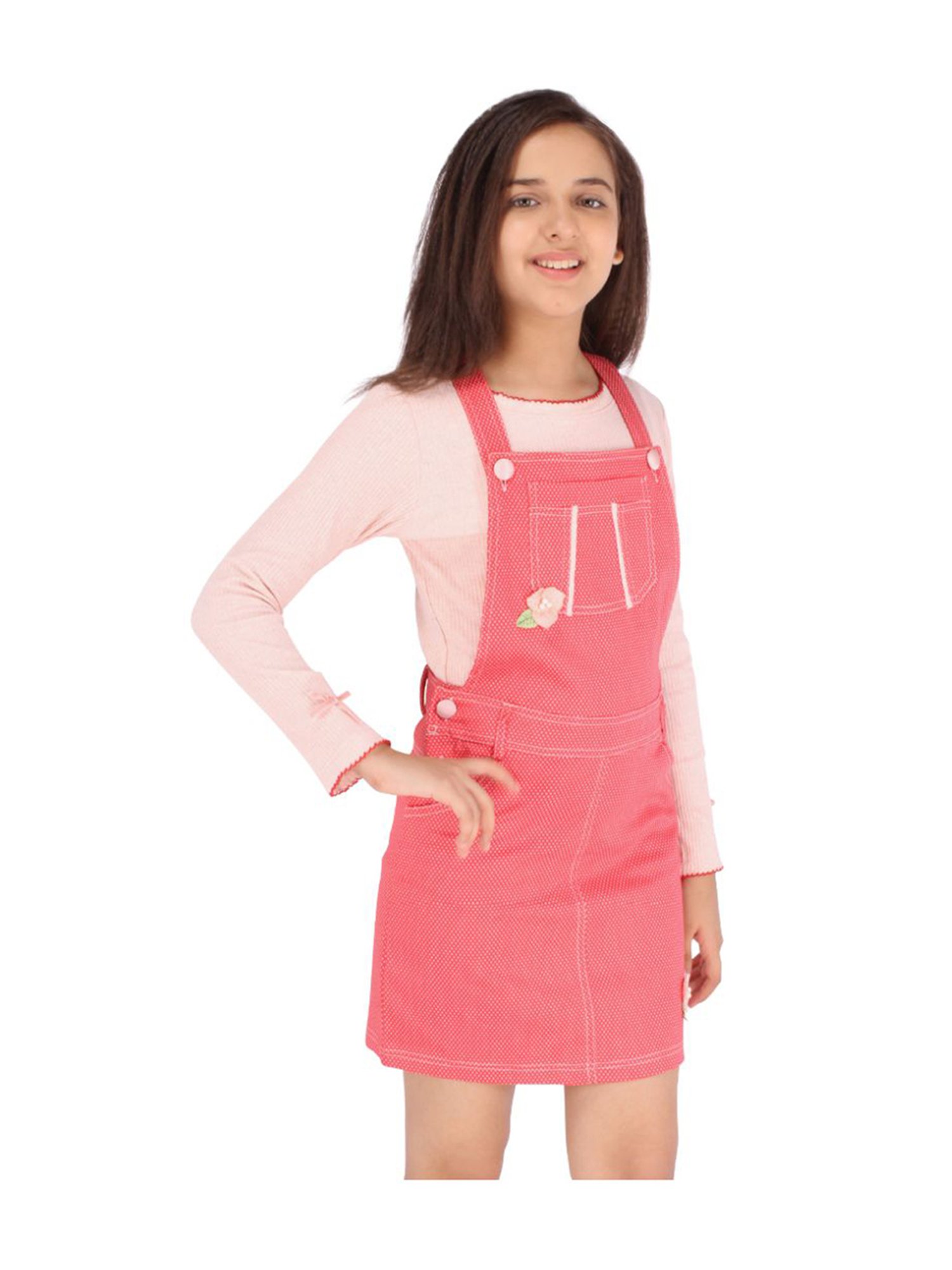 Cutecumber Kids Pink & White Printed Full Sleeves Dress