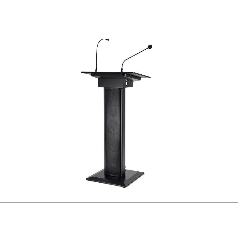 Monoprice Commercial Audio 60W Powered Podium Lectern with Built-in Speakers and Gooseneck Microphone (No Logo)