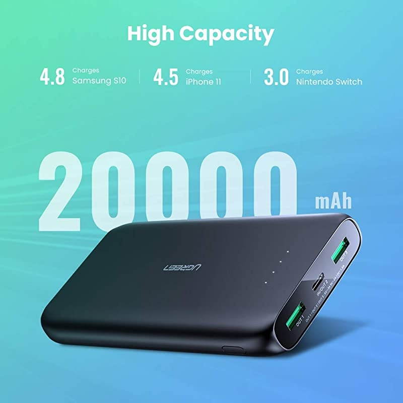 Power Bank 20000mAh USB C Portable Charger 18W Power Delivery Charging Quick Charge 30 External Battery Pack Compatible for iPhone 12 Pro SE 11 Pro Max XS XR iPad Pro Samsung Galaxy Note20