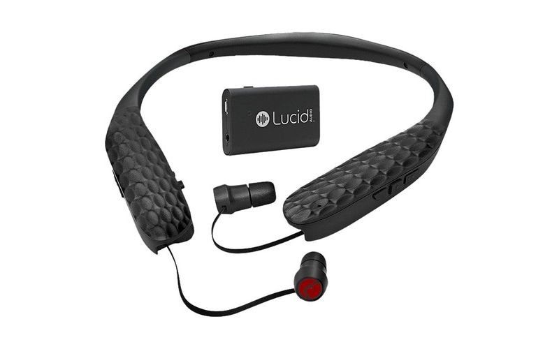 Lucid HearBand Earset - Stereo - Wireless - Bluetooth - Earbud, Behind-the-neck - Binaural - In-ear - White, Gray
