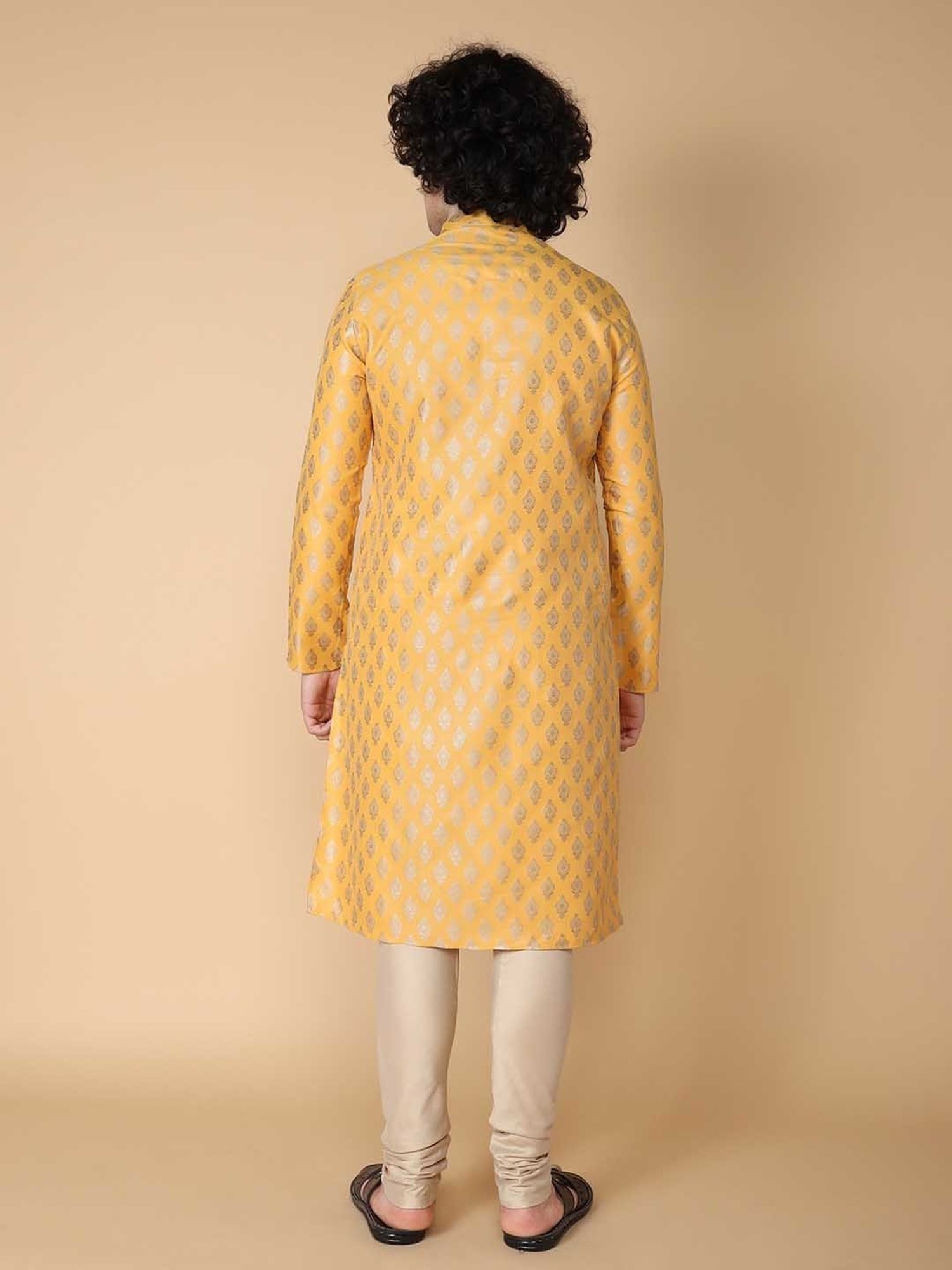 TABARD Mustard & Beige Regular Fit Kurta & Pyjamas Set