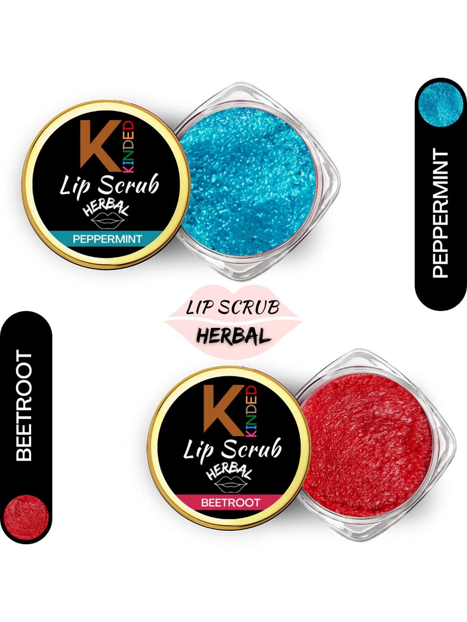 KINDED Herbal Peppermint & Beetroot Lip Scrub Combo
