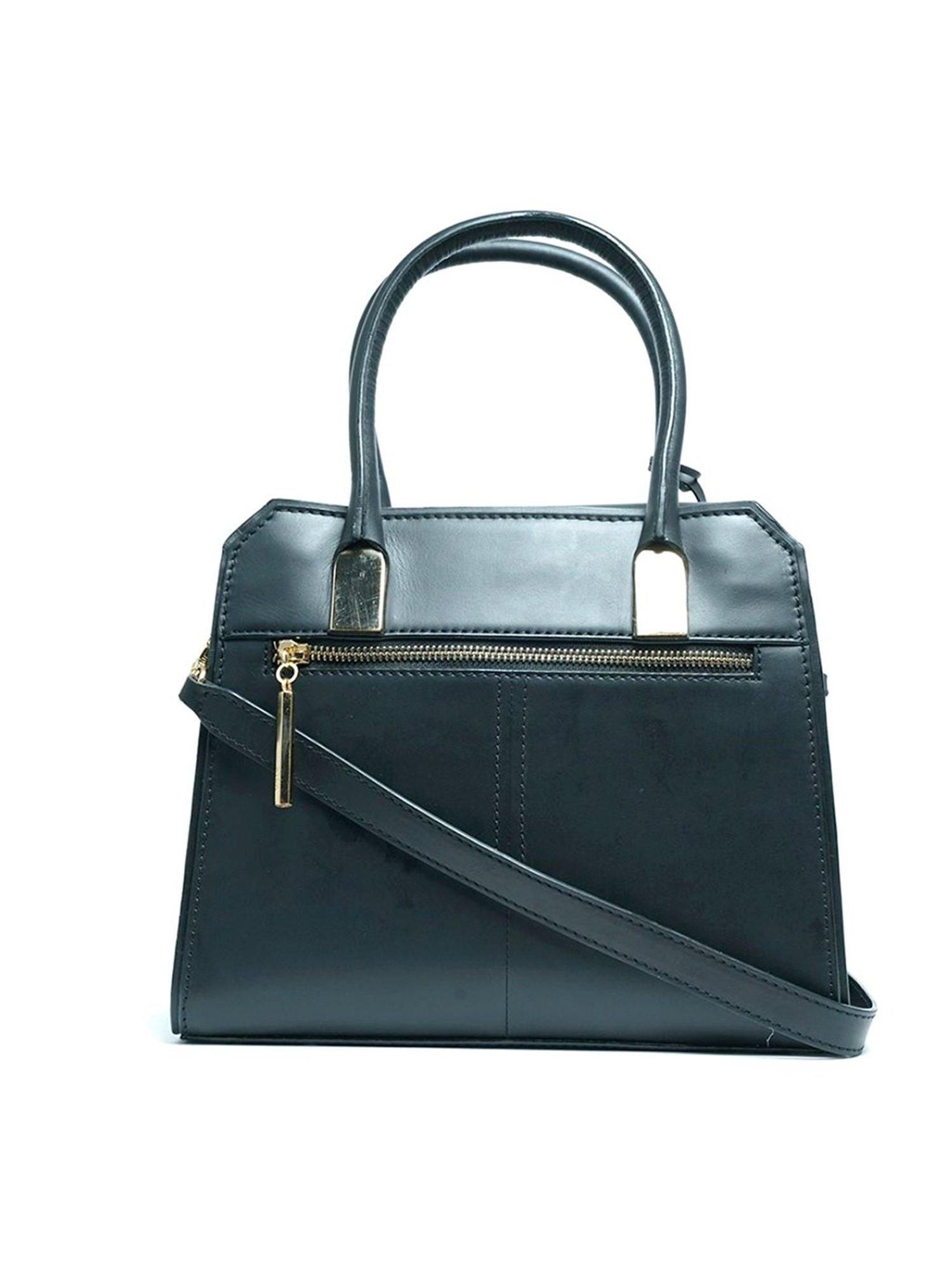 RI2K London Black Leather Medium Satchel Handbag