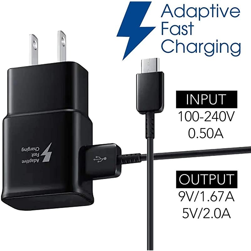 Fast Charger kit Compatible Samsung Galaxy S10 S10+ S10e S9 S8 PlusEdgeActiveNote 8 Note 9 Wall Plug Power Adapter with USB Type C Cable Cord 2 Pack