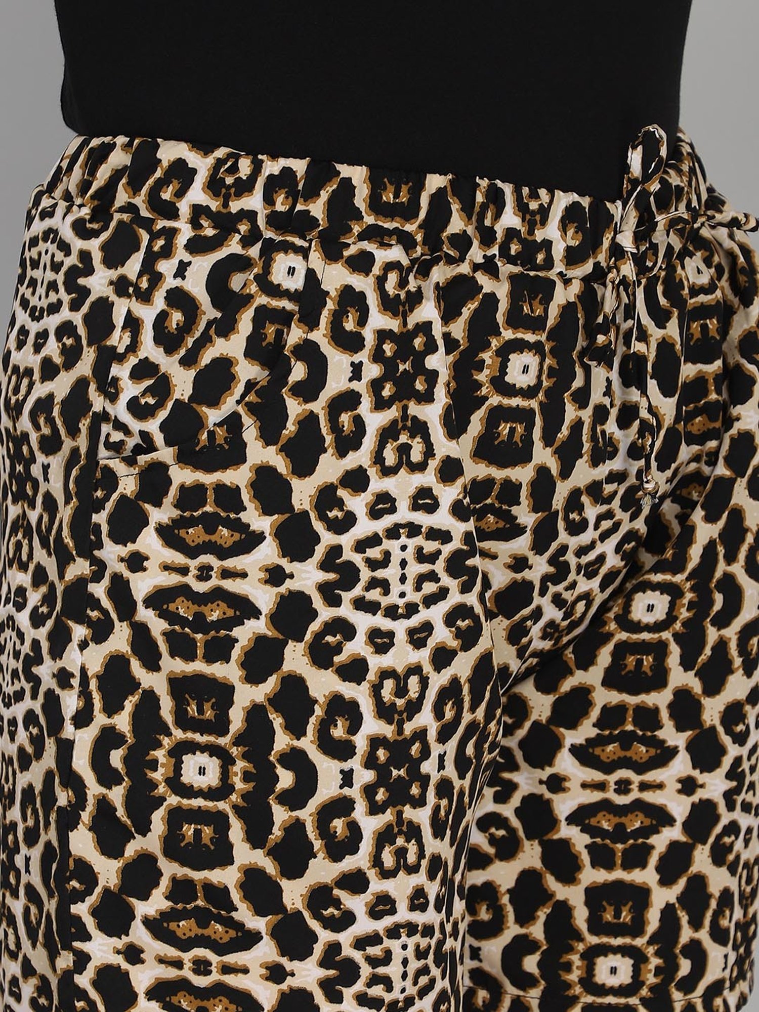 Aditi Wasan Brown & Beige Animal Print Shorts