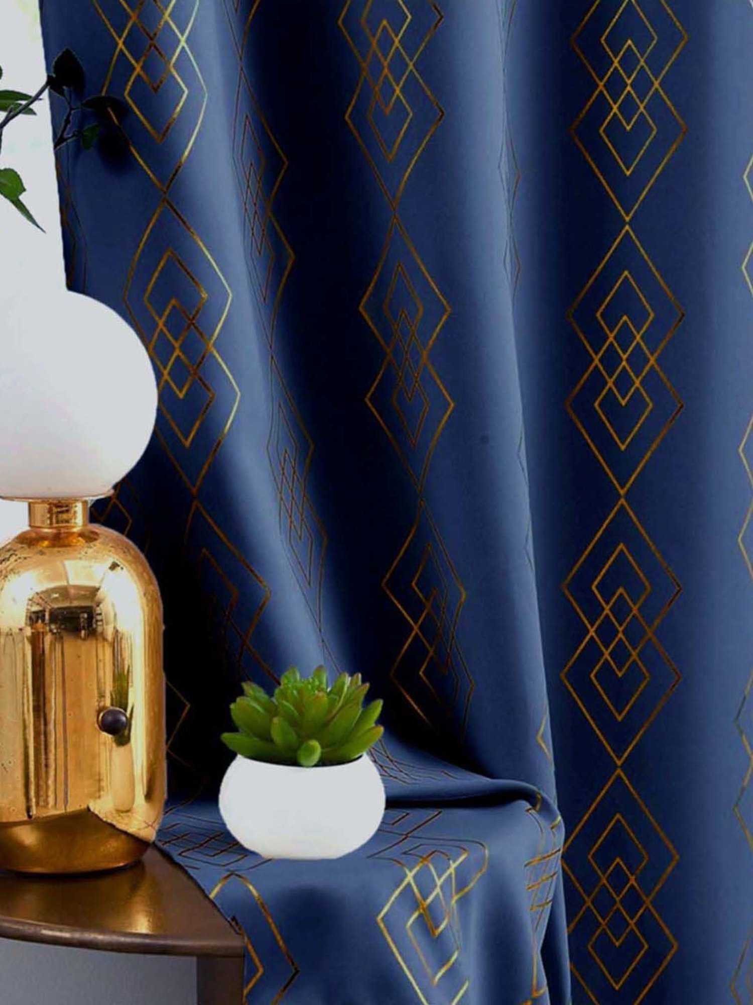 Swayam Brown Paisley J&B Blackout Eyelet Door Curtain - Single Piece (7 Ft)