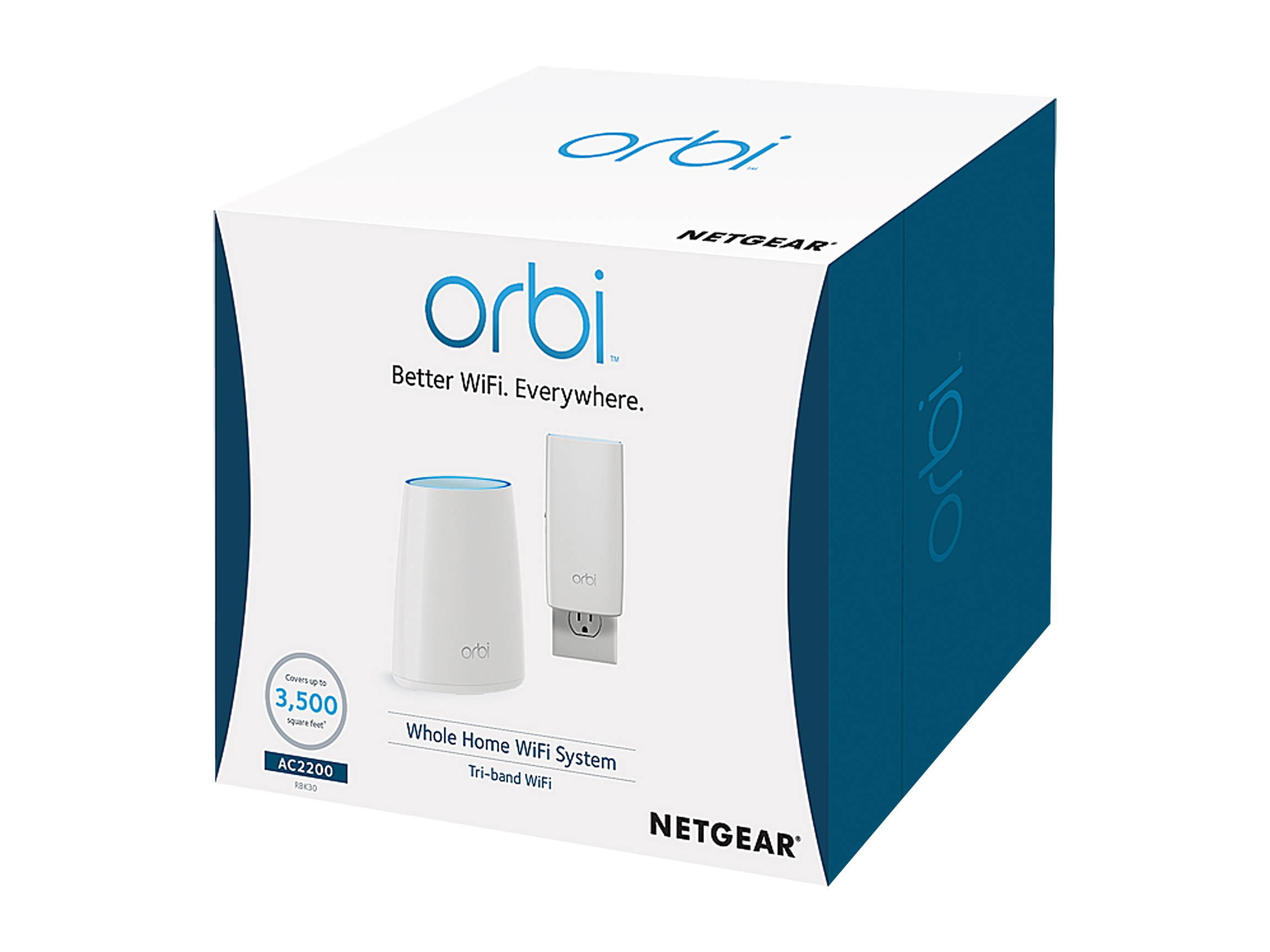 Orbi Home Wi-Fi System. Up to 3,500 sq ft. AC2200 Tri-Band WiFi (RBK30) By NETGEAR [Wi-Fi Router & Wall Plug Satellite]