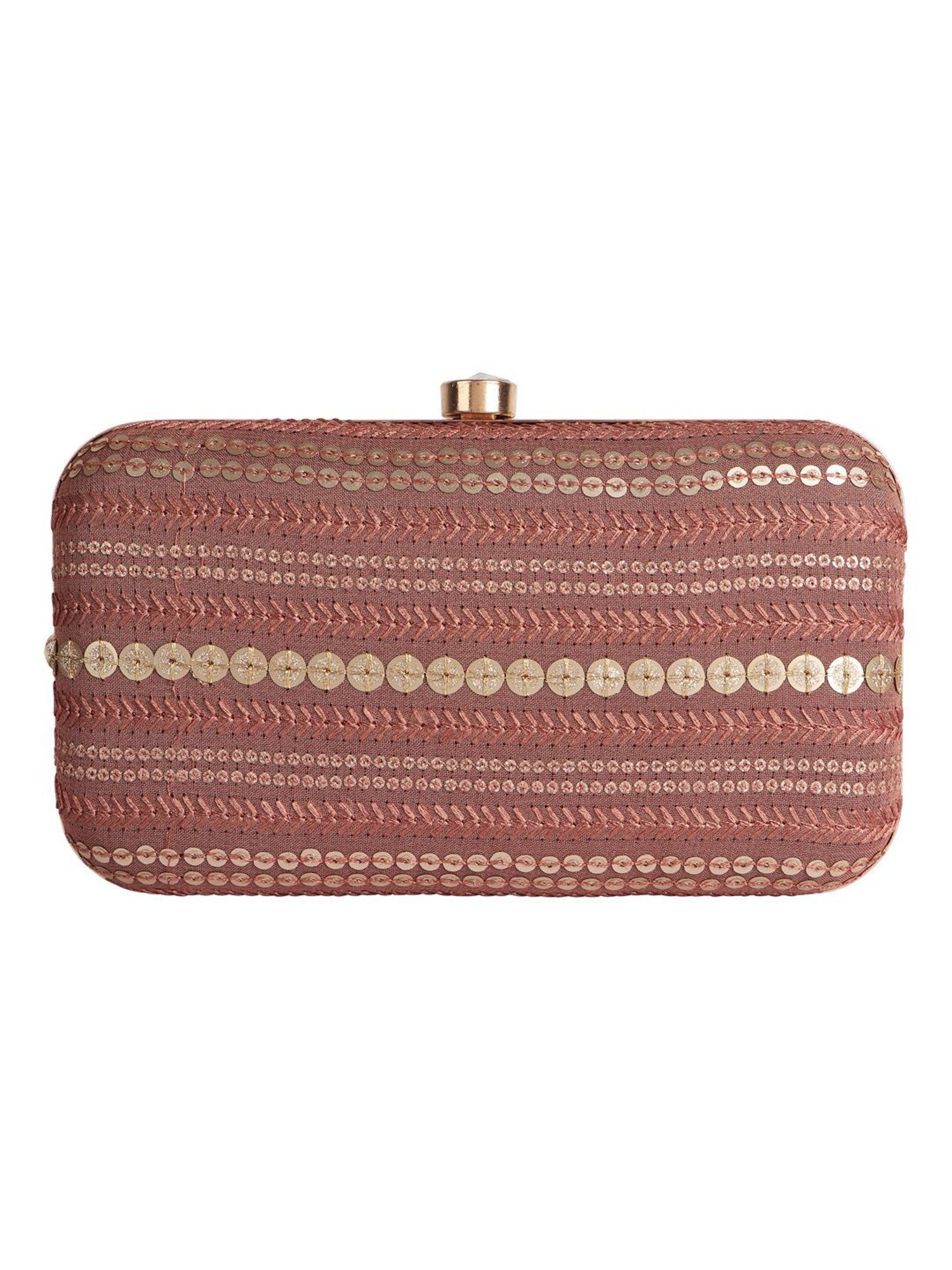 Horra Dusty Brown Embellished Clutch