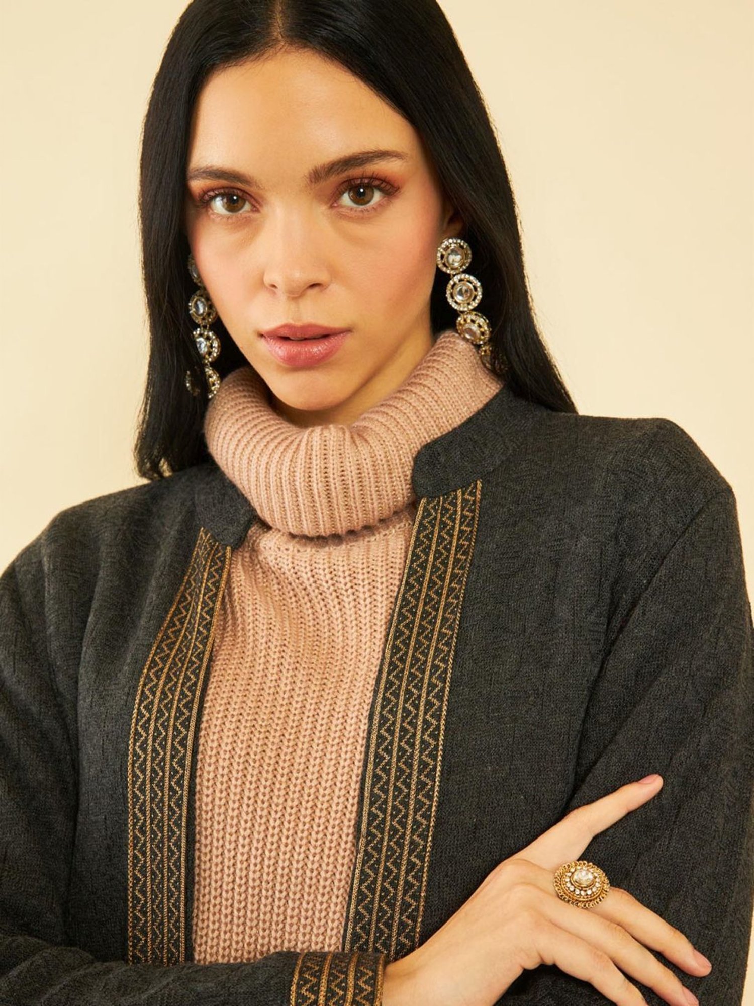 Soch Grey Printed Shrug