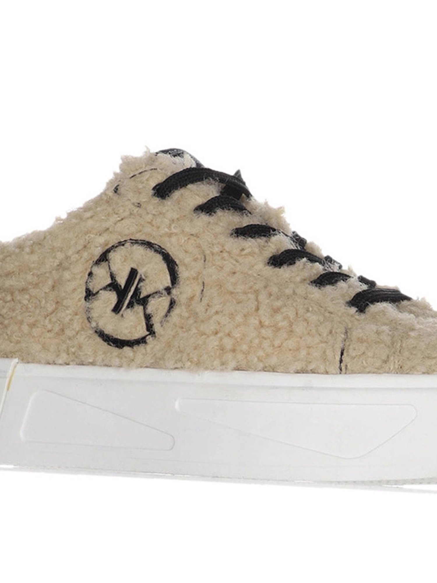 Kendall + Kylie Women's Natural BRYNN 2.0 SHERPA Low Top Lace Up Beige Sneakers