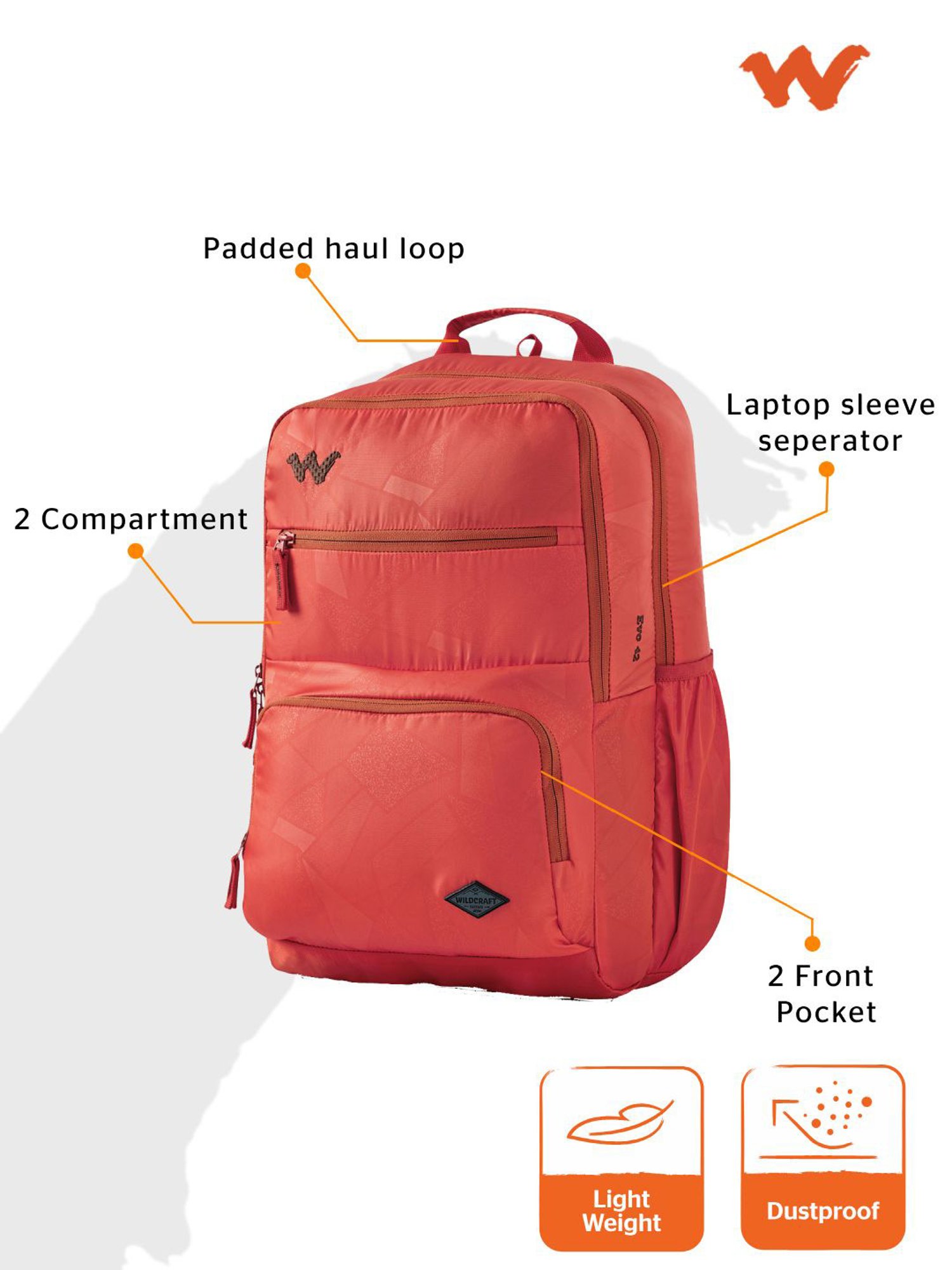 Wildcraft Evo 42 Orange Laptop Backpack