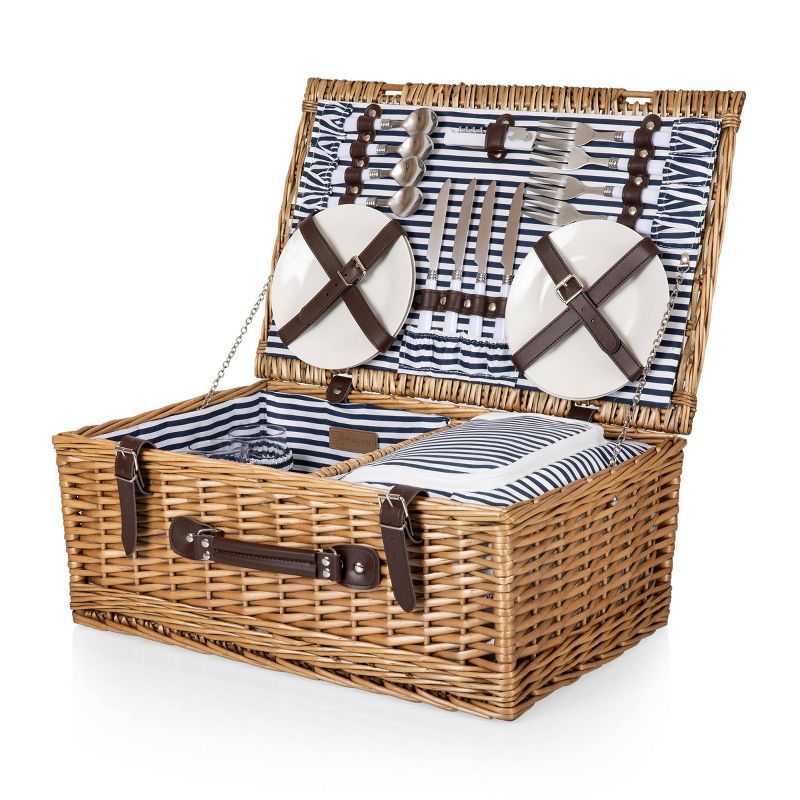 Picnic at Ascot Insulated Picnic Basket/Cooler Fully Equipped with Service for 2 - Trellis Green