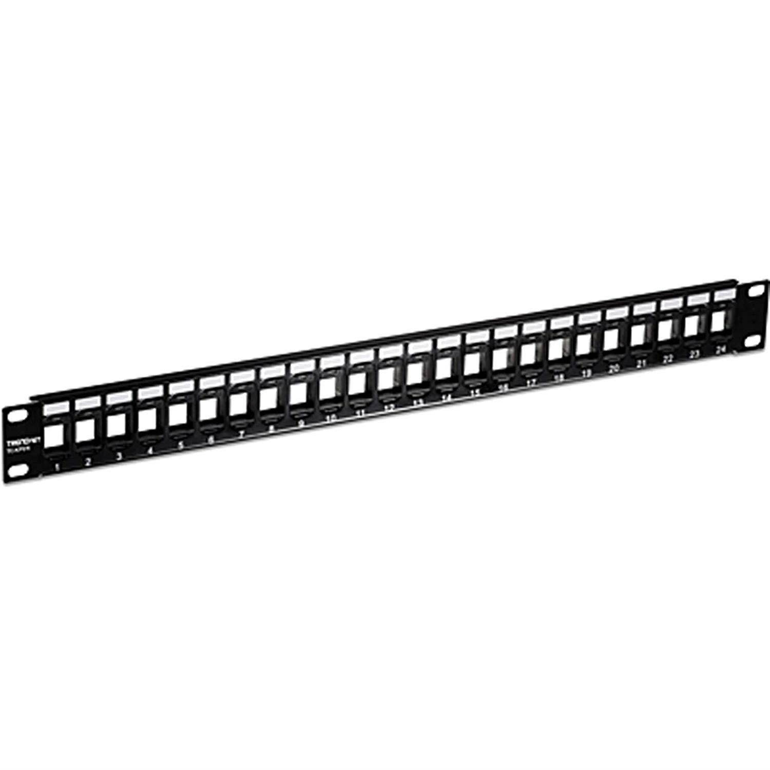 TRENDnet 24-Port Blank Keystone 1U Patch Panel, Cat5, Cat5e, Cat6, Cat6A, UTP, 19&rdquo; Rackmount Design, TC-KP24