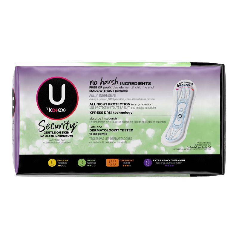 U by Kotex Security Unscented Overnight Absorbency Maxi Pads - 40ct