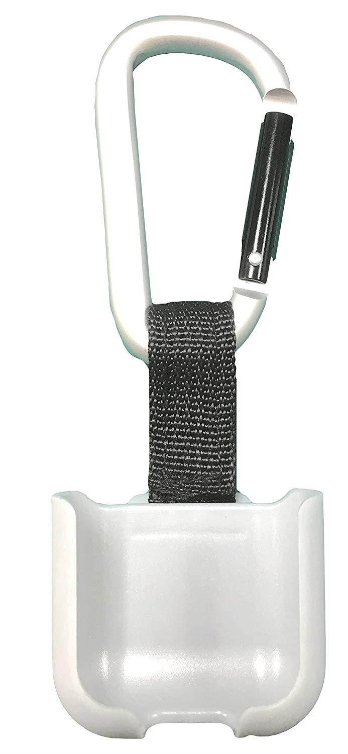 NEW-EARBUDi Clip Case for Apple AirPods | Built in clip Attaches to Belt, Pocket, or Bag | Included Carabineer clips to Most Anything | Included Key Ring Turns your AirPods into a Keychain | White