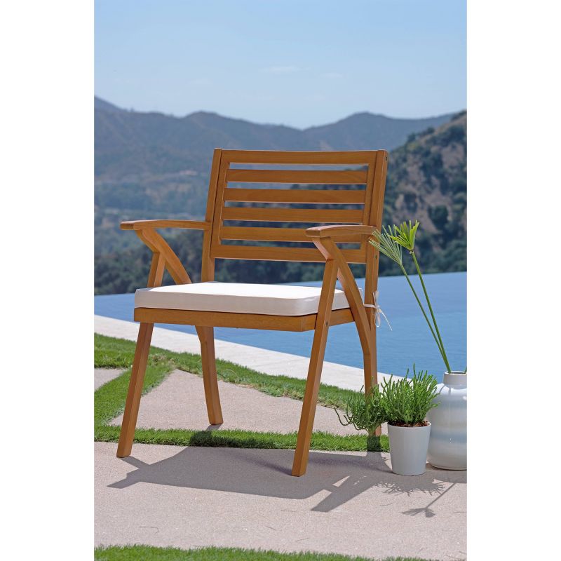 Tanner 2pk Outdoor Wood Cushioned Arm Chairs - Natural Brown - Coaster
